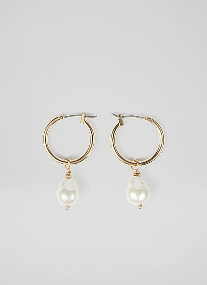 Jules Pearl Drop Gold-Plated Hoop Earrings