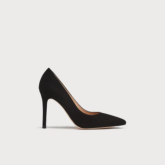 Fern Black Suede Pointed Toe Courts
