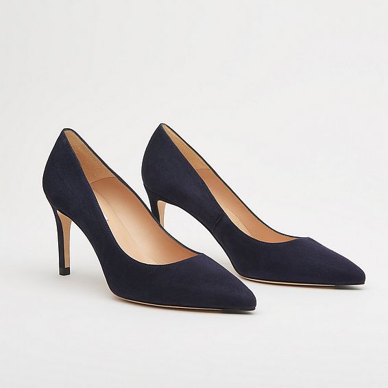 Floret Navy Suede Pointed Toe Courts