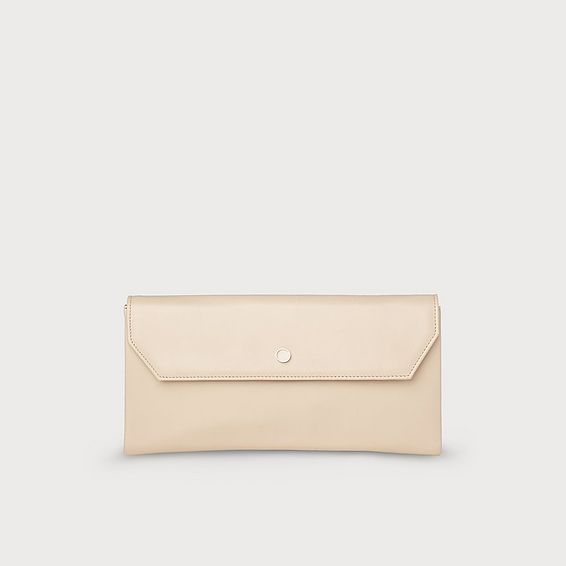 Dora Beige Leather Clutch Bag