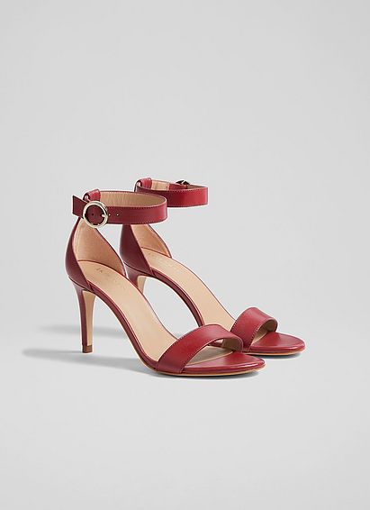Ivy Red Leather Single Strap Sandals