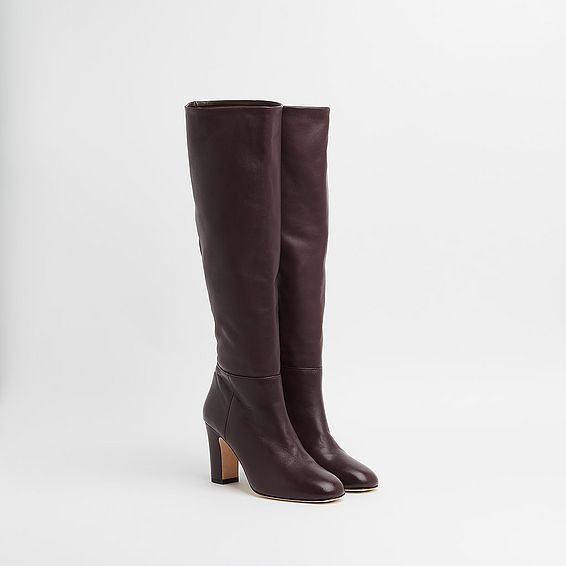 Kristen Bordeaux Nappa Leather Knee Boots
