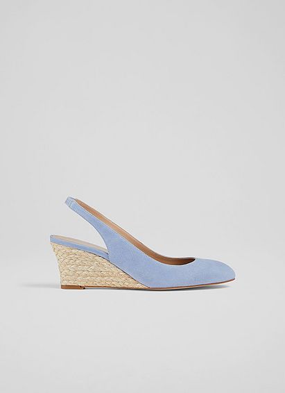 Henny Blue Suede Espadrille Wedge Slingbacks