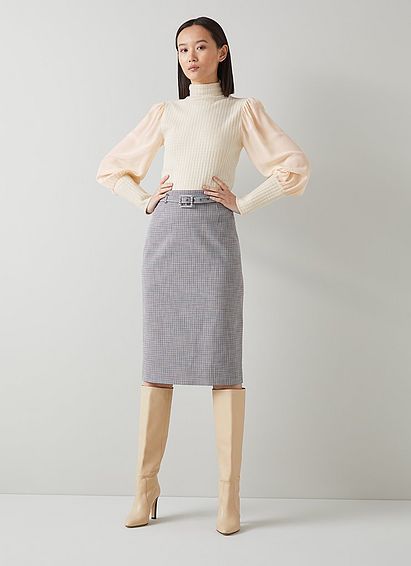 Mayaa Cream Cable Cotton Jersey Silk Sleeve Top