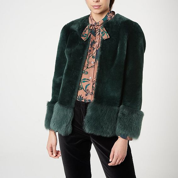 Mishia Green Shearling Jacket
