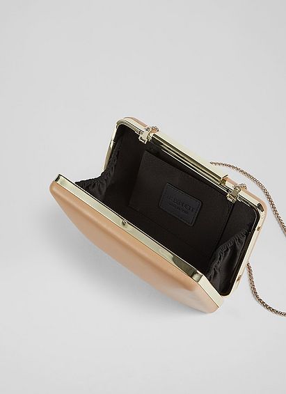 Dotty Beige Leather Clutch Bag