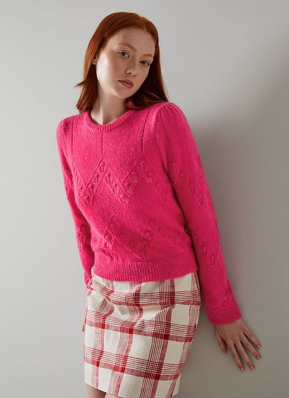 Ebba Pink Mohair-Blend Bubble Knit Jumper