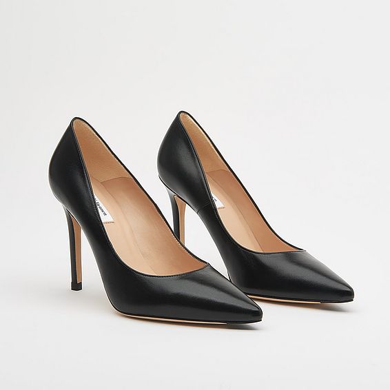 Fern Black Kid Leather Pointed Toe Courts