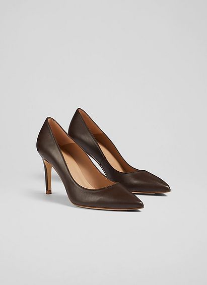 Floret Dark Chocolate Leather Pointed Toe Courts
