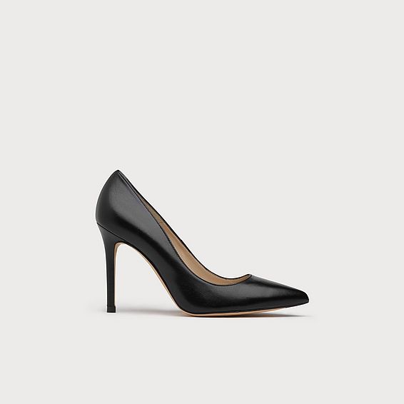 Fern Black Kid Leather Pointed Toe Courts