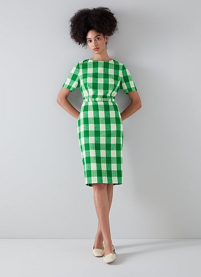 Maren Green and Cream Large Check Dress