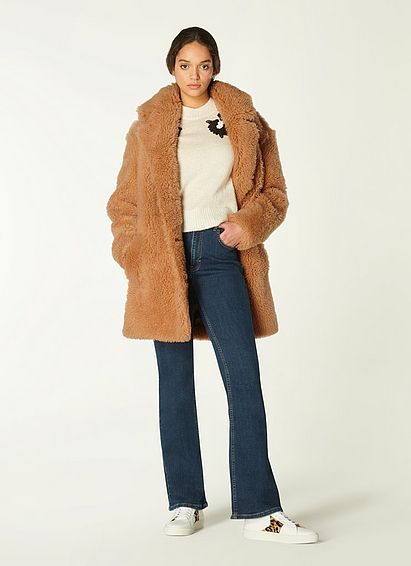 Mia Camel Shearling Coat