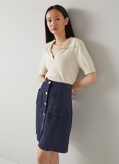 Morten Navy Tweed A -Line Skirt