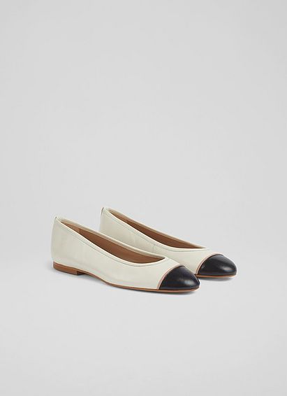 Isabella Cream And Black Toe Cap Pumps