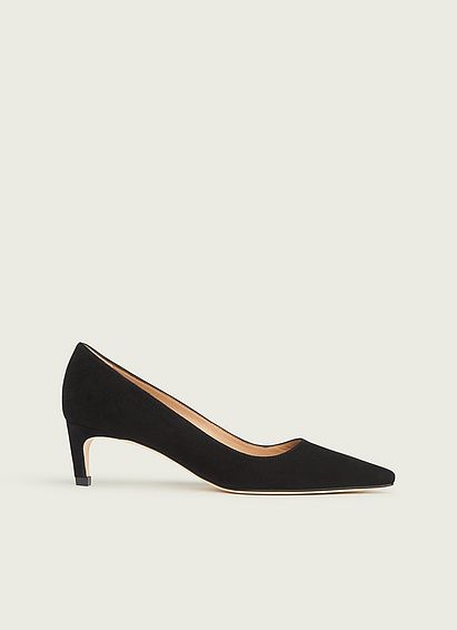 Ava Black Suede Kitten Heel Courts