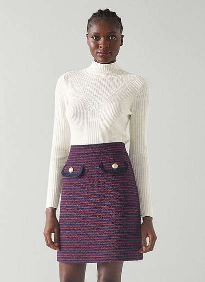 Brigitte Cream Merino Wool Ribbed Jumper