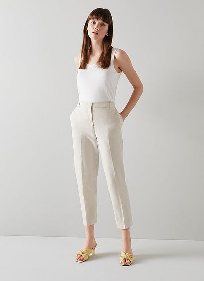 Mariner Cream Linen-Blend Cigarette Trousers