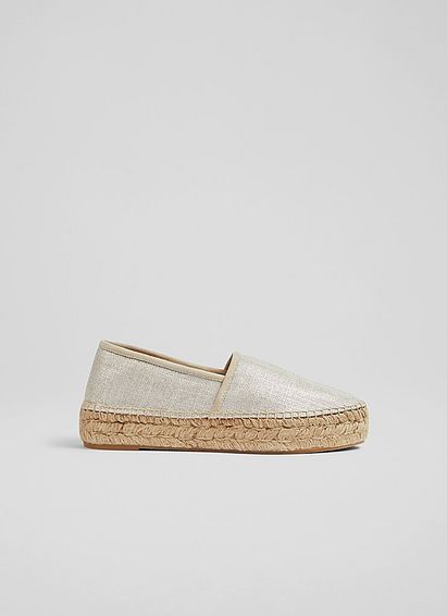 Tracey Gold Canvas Flat Espadrilles