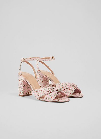 Lucie Pink Daisy Print Fabric Sandals
