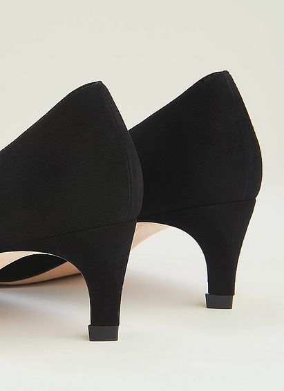 Ava Black Suede Kitten Heel Courts