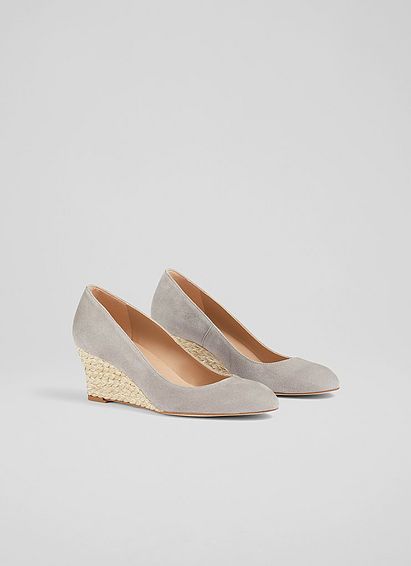 Eevi Grey Suede Espadrille Wedges