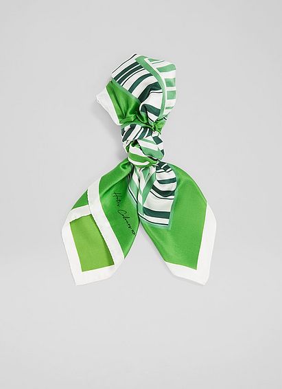 Francesca Green Geometric Print Square Silk Scarf