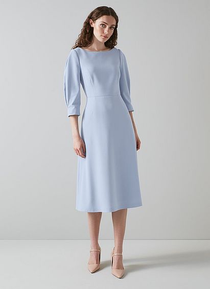 Lemoni Blue Crepe Fit and Flare Dress