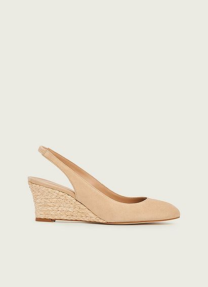 Henny Beige Suede Espadrille Wedge Slingbacks