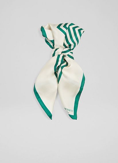 Nicole White and Green Silk Scarf