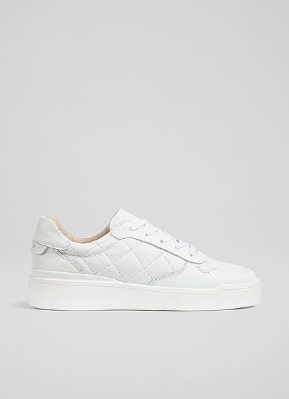 Campbell White Leather Quilted Trainers