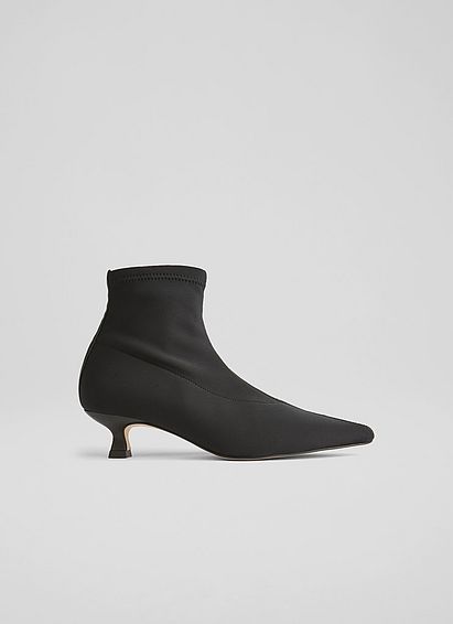 Bernadette Black Stretch Nylon Ankle Boots