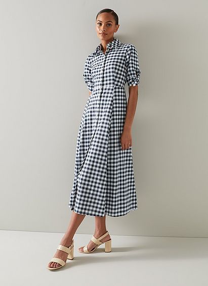 Saffron Blue and White Cotton Dress