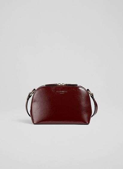 Hudson Red Crinkle Patent Leather Cross-Body Bag