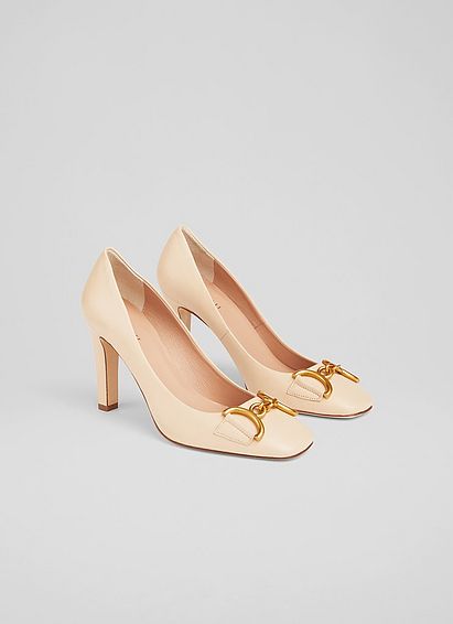 Gianna Cream Leather Snaffle-Detail Courts
