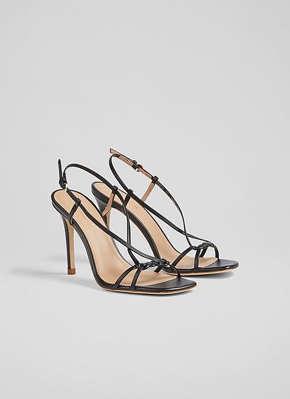 Nyla Black Leather Plaited Strappy Sandals