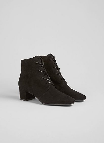 Lola Black Suede Lace-Up Ankle Boots