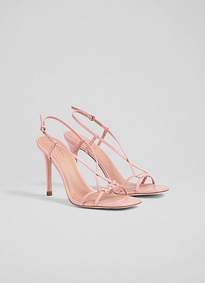 Nyla Peach Leather Plaited Strappy Sandals