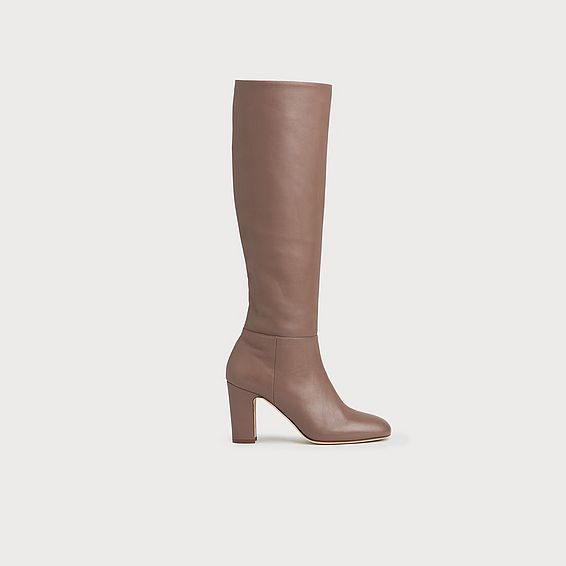 Kristen Nude Leather Knee Boots