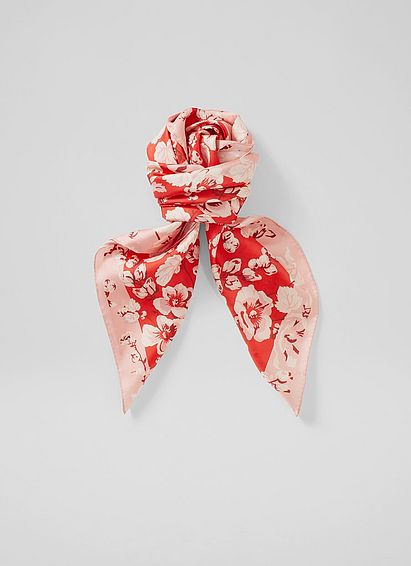 Lyla Pink and Red English Rose Print Silk Scarf
