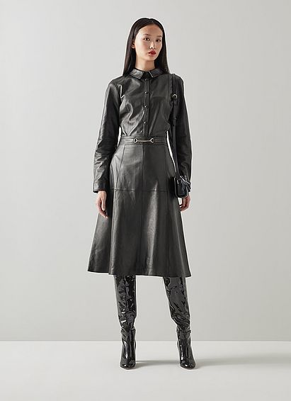 Monmouth Black Leather Skirt