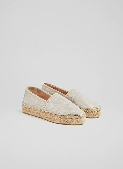 Tracey Gold Canvas Flat Espadrilles