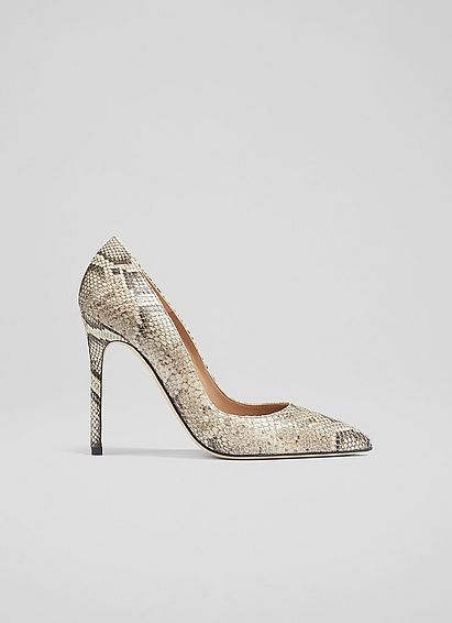 Monroe Natural Snake-Effect Leather Pointed Toe Courts