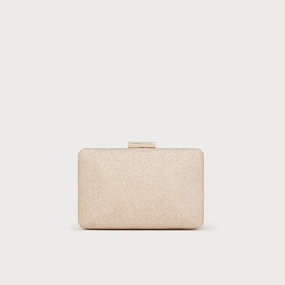 Dotty Champagne Glitter Box Clutch
