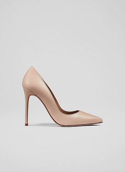 Monroe Beige Leather Pointed Toe Courts