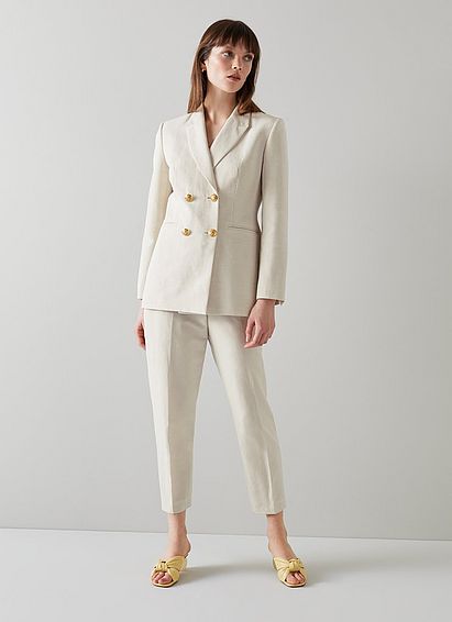 Mariner Cream Linen-Blend Sailor Blazer