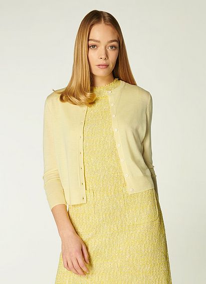 Bonnie Yellow Merino Wool Cardigan