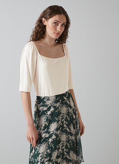 Maddie Cream Ecovero? Square Neck Top