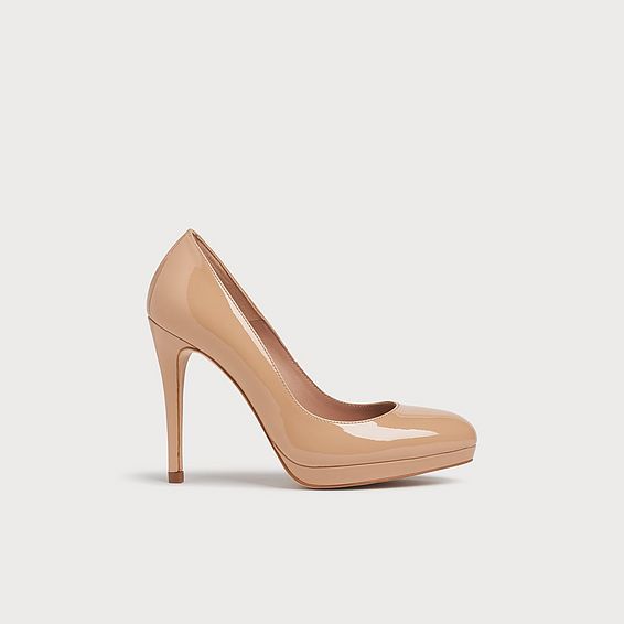 Sledge Beige Patent Platform Courts