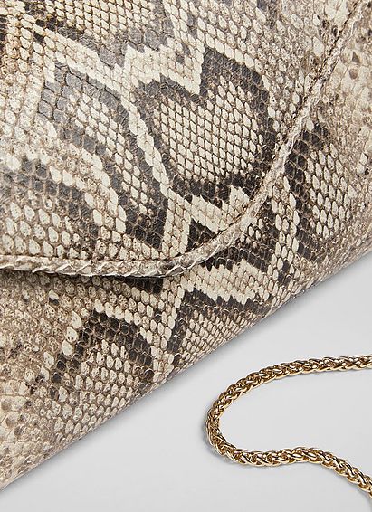 Dominica Natural Snake-Effect Leather Clutch Bag
