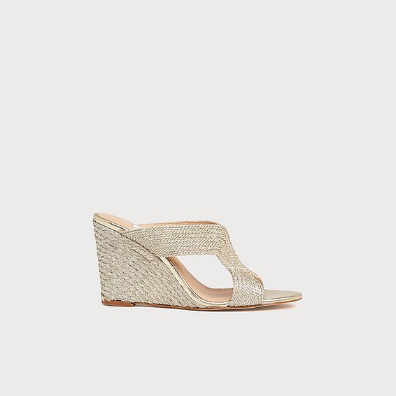 Sonia Gold Rope Mule Wedges